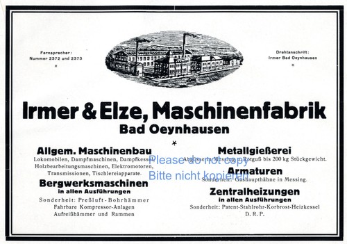 Maschinenfabrik irmer elze - &,