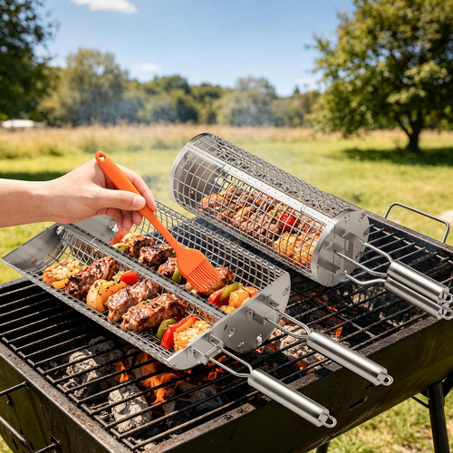 Grillkorb 2er set - set, edelstahl
