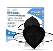 Hygisun® FFP2 Masken ohne Ventil Faltbar Schwarz, Weiß 20 Stück