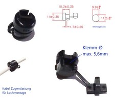 max. Ø 5,6mm Kabel Zugentlastung für Lochmontage 11,2x9,9mmx1,6 #A
