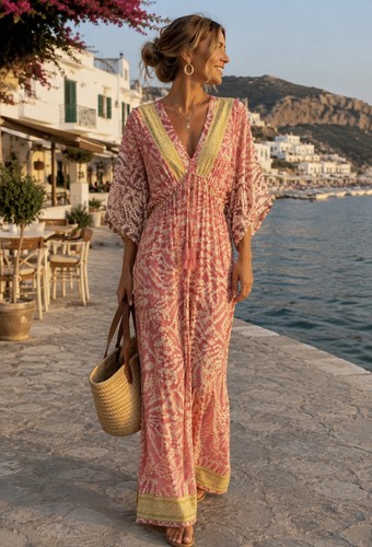 Kaftan maxikleid batik - batik, seide