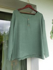 Bluse Tunika Rundhals langarm Sommerbluse Knopfleiste Große Größe 2 XL grün