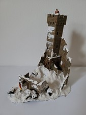 Burgruine im Schnee mit Besuchern für H0 Modelleisenbahn, Winter Berglandschaft