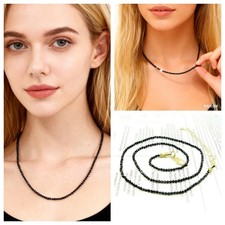 Schwarz Spinell Halskette Kette facettiert rund 2mm Damen Collier Bailysbeads®