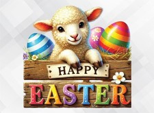 Schaf mit Ostern Schild Wand