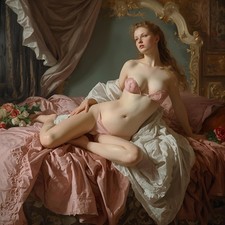 Akt Schlafzimmer weiblich Malerei Gemälde Öl Bild Zeichnung Dame Frau Kunstdruck