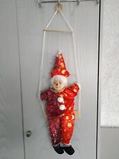 Harlekin Marionetten Weihnachten Puppe  rot/gold auf Schaukel zum Aufhängen 60cm