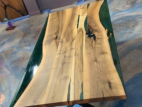 Ocean blue epoxy river table - river,