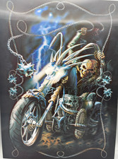 3D-Bild/Effekt-Flip-Biker Skelett-Ghost Rider-Antiheld-30x40cm-o. Rahmen