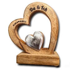 Deko Herz mit Namen&Datum als personalisiertes Hochzeitsgeschenk Partnergeschenk