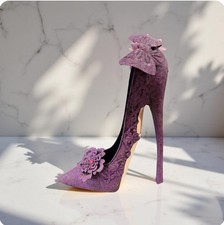 Deko High Heel Beere Metall Pumps  32x36cm Clayre & Eef Brokant Blüte Schleife