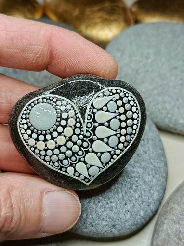 Herz mandala stein weiß - stein,,