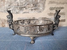 Vintage Silber Teller Mittelschale mit Glaseinsatz Weinrebe Blatt & Griffin UK