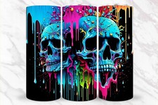 Edelstahl-Becher Thermobecher Tumbler 20 oz mit transparentem Deckel Totenköpfe