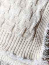 Handmade grosse Decke/ Plaid 180 cm x 210 cm, wollweiss,100% bio merinowolle TOP