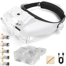Lupenbrille Mit Licht 1-14x LED Stirnlupe Kopflupe Vergrößerungsbrille 3-LED