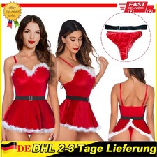 Damen Sexy Miss Santa Weihnachtsfrau Cosplay Kostüm Set Body Dessous Reizwäsche！