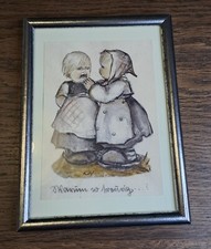 M.I. Hummel Bild  Warum so traurig  Gerahmt Silber Holz