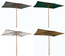 Holz Sonnenschirm 300x200 cm Madeira eckig knickbar Kurbel  3x2 m Gartenschirm
