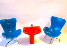 BARBIE DESIGNER STÜHLE u. WASCHBECKEN  " 1970er JAHRE" PASSEND für BARBIE PUPPEN