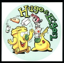 Werbe Aufkleber - Hugo & Egon - Duales System Gelber Sack Tonne Müll - 11x11cm