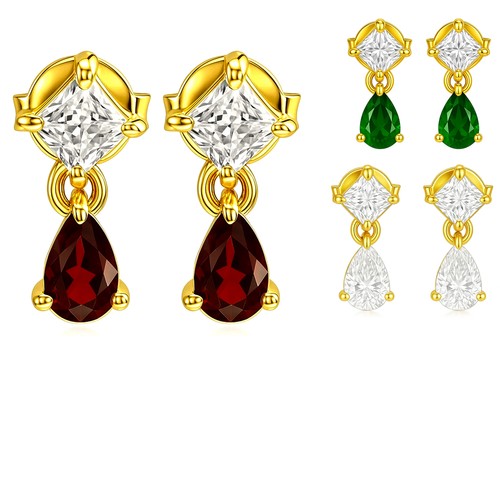 18k gold über messing - 18k, träne