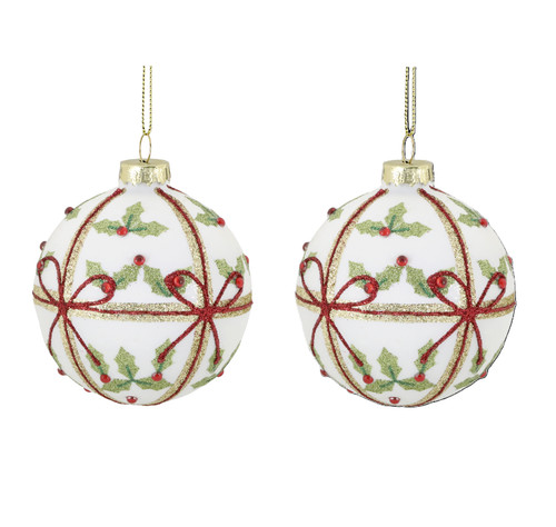 Weihnachtskugel weiß rot gold - weihnachtskugel,