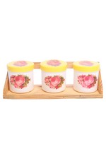 Vintage Gewürzregal Vorratsbehälter Blumenmuster Holz Kunststoff Mehrfarbig 10cm