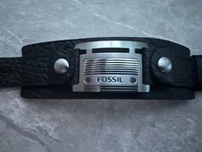  Fossil Herren Armband JF84816040 Leder Edelstahl Schwarz Vintage 25 cm