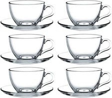 Pasabahce 97948 - 12-TLG Tassen mit Unterteller Basic für 6 Personen