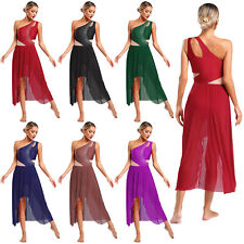 Frauen Kleid Tanz Tanzbekleidung Eine Schulter Trikot Strasssteine Kostüm Rock