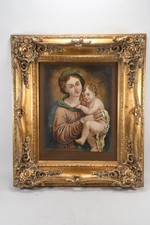 N92S38- Gemälde Maria mit Jesuskind im Zierrahmen