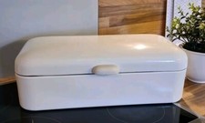 Alter / antiker BROTKASTEN BROT- DOSE BOX EMAILLE  EMAIL weiß, 60er, guter Zust