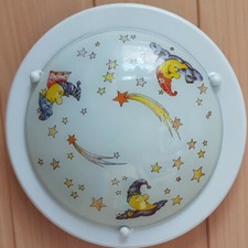 Deckenleuchte, Lampe Kinderzimmer Glas/Metall, Mond und Sterne, süß