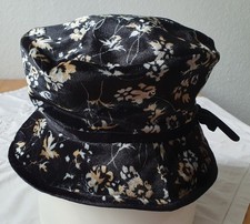 Damen Hut Stoffhut Samt Hut Glockenhut Knautschhut Retro Blumen schwarz Gr. 56