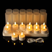 12X LED Kerzen lichter mit Timer Fernbedienung Ladestation Lampenschirm Teelicht