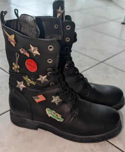Replay leder biker - leder, biker-stiefel