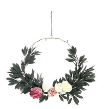 LUMIDA Flora künstlicher Kranz inkl. goldener Ring zum Aufhängen Ø 60cm