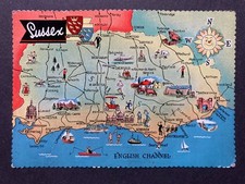 Eine bildhafte Karte von Sussex Vintage Karte Postkarte Q2