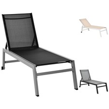 Sonnenliege Gartenliege Relaxliege 5-stufige Rückenlehne Gartenmöbel Alu Schwarz