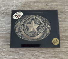 Tony Lama Gürtelschnalle "The State of Texas" aus Messing