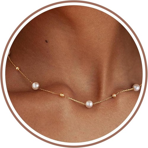 Gold perlenkette damen 14k - perlenkette,