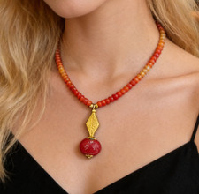 Mandarin-Granat Halskette mit