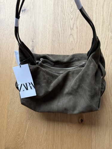 Zara leder handtasche olive - handtasche,