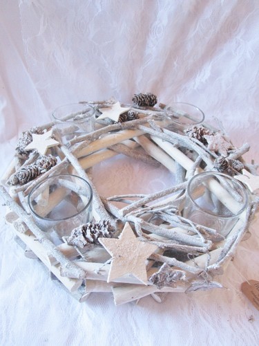 Adventskranz natur beig grau - natur, beig-grau