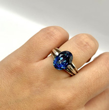 925 Silber Ring großer blauer