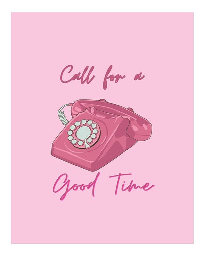 Retro pinkes telefon wandkunst - telefon,