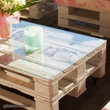 Europalette Tischplatte Glasscheibe Palettenmöbel Glasplatte Glastisch ESG Glas 