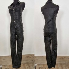 Overall Catsuit Gr. S Jeansstretch Wetlook in Lederoptik