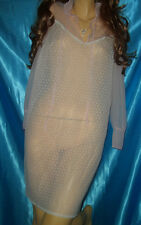 Tolles transparentes Vintage Sternkreuz Dederon Nachthemd M 88 rosa  (B626)